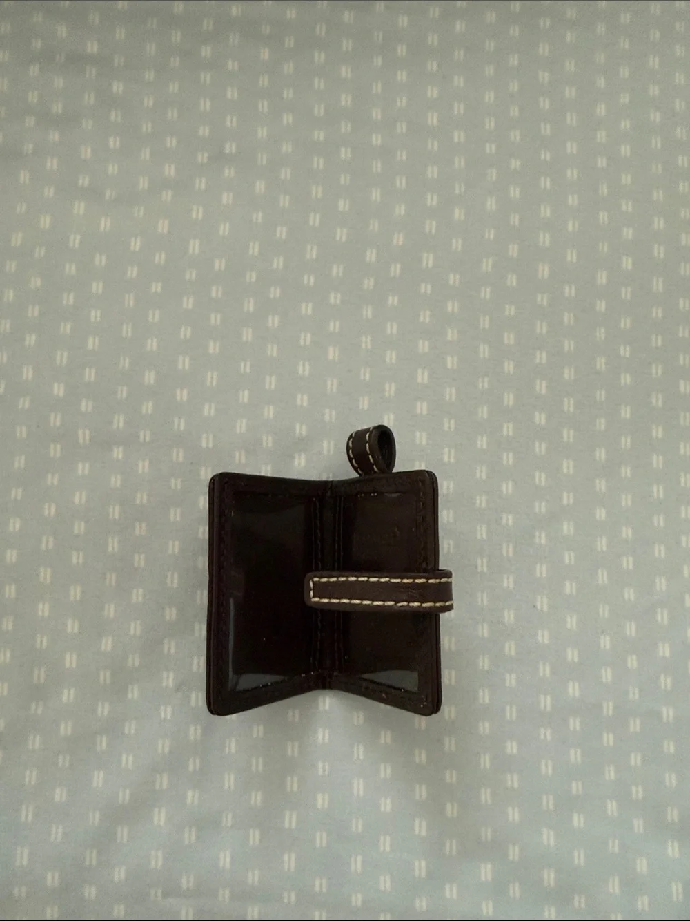 Coach Brown and Dark Brown Signature Canvas Card & Key Holder with Red Charm - Picture 2 of 5
